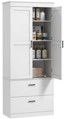Produktbild von ZMH Küchenschrank Buffet Sideboard Aufbewahrungsmöbel mit Schrank 2 Schubladen und verstellbaren Einlegeböden Grau