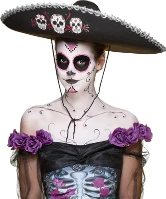 Produktbild von Sombrero Dia de los Muertos silber - schwarz