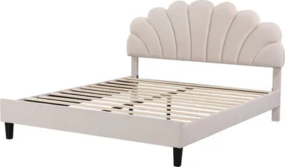 Immagine prodotto di Letto in velluto "Manon" - Beige - 160 x 200 cm