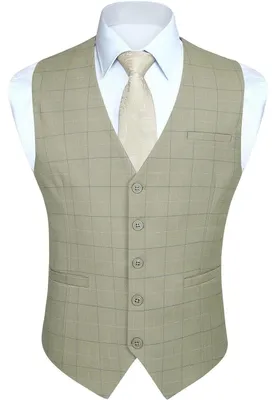 Obrázok produktu pre Pánska vesta, bavlna, vzor, výstrih do V, farba khaki, veľkosť 2XL/3XL
