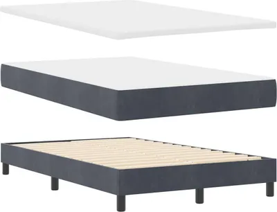 Productafbeelding van vidaXL LED boxspringbed met hoofdeinde, donkergrijs, 120 x 190 cm, fluweel