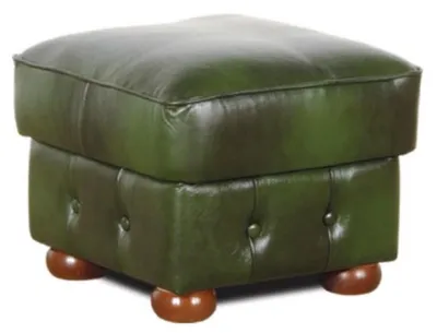 Image de Casa Padrino Luxe Tabouret en cuir Chesterfield Vert / Marron 50 x 50 x H. 50 cm - Tabouret de pied en cuir véritable - Tabouret cube en cuir véritable - Salon Chesterfield - Meubles en cuir véritable - Meubles de luxe