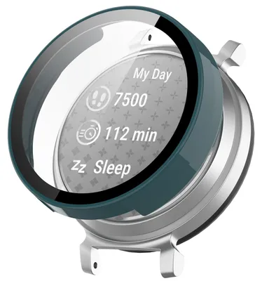 Productafbeelding van Beschermhoes van kunststof (PC) voor de Garmin Lily 2 smartwatch + beschermend hardglas, donkergroen