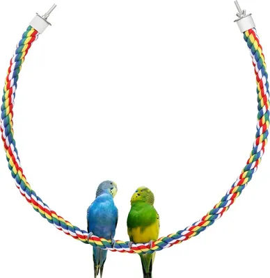 Produktbild von Tau Sitzstange Vögel Papagei Seil Spirale für Wellensittiche/Parrot Climbing Rope Vogelkäfig Zubehör (105cm Metallmutter)