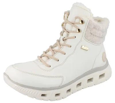Produktbild von RIEKER Damen Schnürstiefelette weiß beige Kunstleder - Größe: 39