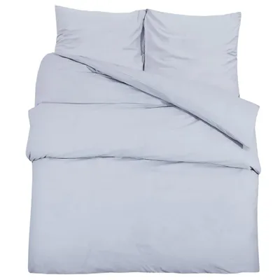 Image de vidaXL Ensemble de literie Gris 200x200 cm Microfibre légère
