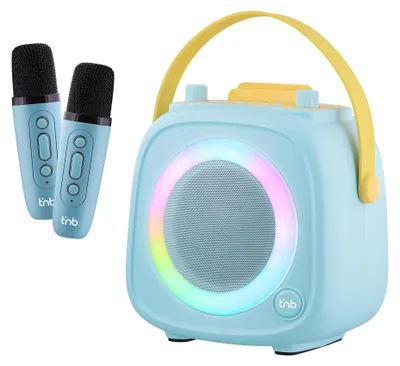Karaoke-Lautsprecher mit 2 Mikrofonen, RGB-Licht, Bluetooth, blau