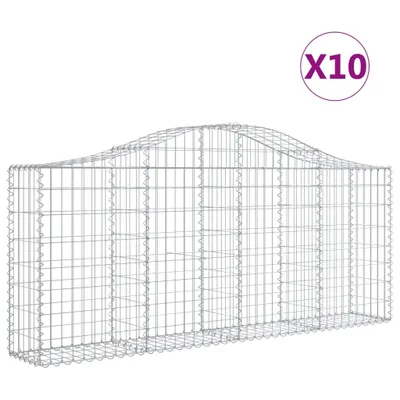 Produktbild von Gabionen mit Hochbogen 10 Stk. 200x30x80/100cm Verzinktes Eisen