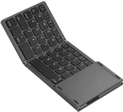 Obrázok produktu pre Skladateľná Bluetooth klávesnica, prenosná klávesnica s touchpadom, dobíjateľná, vo veľkosti kabelky, kompatibilná so zariadeniami s operačnými systémami iOS, Android a Windows – Space Gray