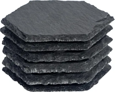 Produktbild von Argon Ta Sechseckige Untersetzer aus Schiefer – 9,5 cm – 6 Stück