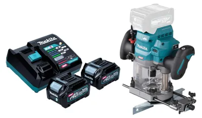 Obrázek produktu pro Makita RP 001 GD201 Akumulátorová frézka 40 V max. 12 mm bezkartáčová + 2x akumulátor 2,5 Ah + nabíječka