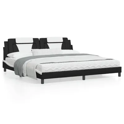 Produktbild von CLORIS Bettgestell mit Kopfteil Schwarz und Weiß 200x200 cm Kunstleder 3208122
