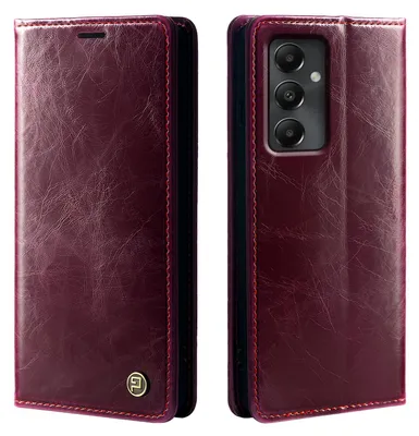 Produktbild von Handyhülle für Samsung Galaxy A55 5G Kunstleder Klapphülle Vintage Cover Hülle RFID Schutz Case Kartenfach Farbe: Weinrot