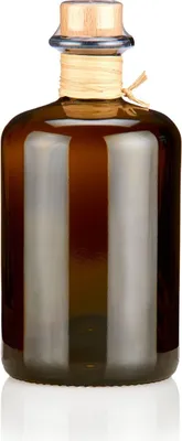 Produktbild von Apothekerflasche braun 500ml mit Korken, Flaschenkapseln & Bastband, 1 Braunglas Flasche 0,5L leer Siegel transparent