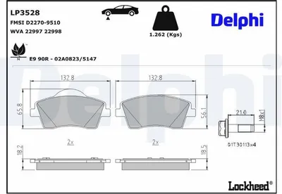 Produktbild von DELPHI Bremsbeläge Satz Vorne Bremsklötze für VOLVO XC40 (536) LP3528