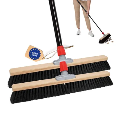 Produktbild von Novaliv Grosser Besen 2x Saalbesen 80 cm mit Stiel Borsten Kunstborsten besen fein Ideal als Werkstattbesen mit Stiel Hallenbesen Industriebesen Hausbesen Kehrbesen Zimmerbesen Haarbesen Besen Groß