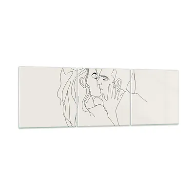 Produktbild von Bilder auf glas - 3 Teile - Art. Linie Kuss - 150x50cm - Glasbilder - Wandbilder - Bilder - zum Aufhängen bereit - Wanddekoration aus Glas - Glas Bilder - Wandbild auf Glas - GCA150x50-4757