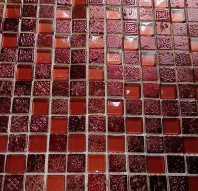 Produktbild von Handmuster Mosaikfliese Transluzent rot Glasmosaik Crystal Resin rot BAD WC Küche WAND MOS82-0906_m
