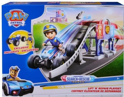 Zdjęcie produktu dla Playset Psi Patrol Search & Rescue, Centrum Napraw z Windą, Ekskluzywny Quad Ryder, Figurka Ryder, 3+ lat