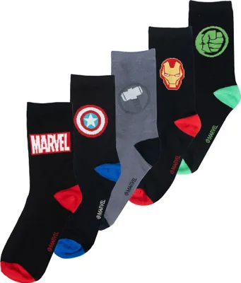 Produktbild von Marvel Socken für Herren - Captain America, Iron Man, Hulk & Thor Männer Sneaker Strümpfe 40-45 (5er Pack), Größe:40-45