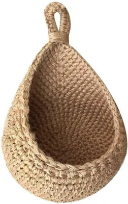 Produktbild von Wandkörbe aus gewebtem Baumwollseil (B 18 x H 17 x T 23 cm), Hängeaufbewahrung für Schlafzimmer und Küche