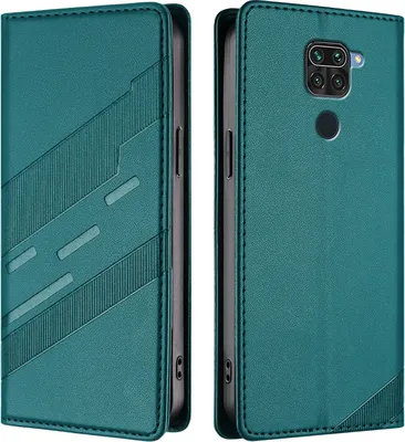 Produktbild von Hülle für Xiaomi Redmi Note 9, Kunstleder Brieftaschen Handyhülle mit Kartenfach und Standfunktion Grün