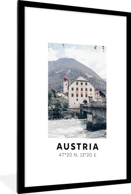 Produktbild von MuchoWow® Gerahmtes Poster Österreich - Wasser - Alpen - Herberge 60x90 cm - Poster mit Schwarzem Bilderrahmen Wandposter Rahmen Foto Bilder - Dekoration - Wandposter Wohnzimmer - Hochwertig