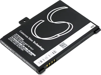 A black battery pack with white text and a white logo, placed on a white background.