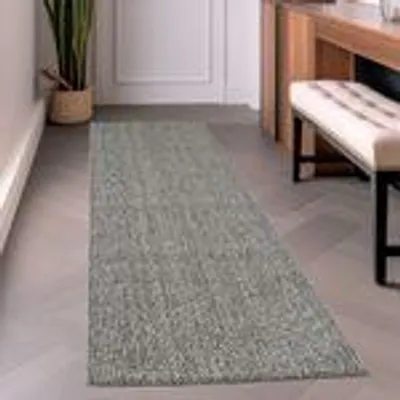 Produktbild von Modern Wohnzimmereppich Robust Meliert Einfarbiger Schlingenteppich Cut-Loop Design, Größe: 80 x 250 cm, Farbe: Grau