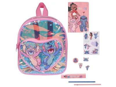 Obrázek produktu pro Disney Stitch Dětský průhledný batoh, malý dětský batoh + příslušenství 24x21x6 cm