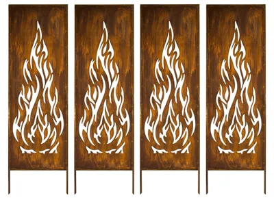 Produktbild von Sichtschutz Metall 4x - 160 x 50 cm - Edelrost - Rostoptik Sichtschutz für Garten - Sichtschutzelement - Sichtschutzwand - Gartendekoration Zaun Rost