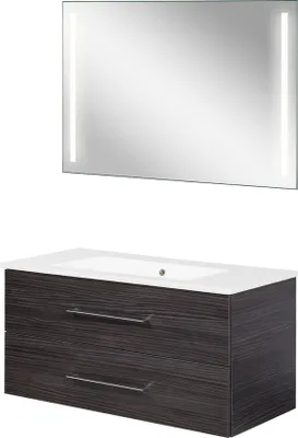 Produktbild von Fackelmann B.perfekt Badmöbel Set 3-teilig, 100 cm, Anthrazit, LED-Spiegel