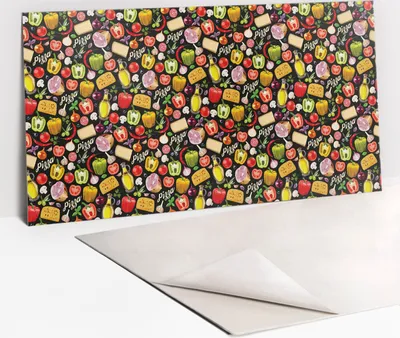 Produktbild von PVC-Wandschutz für die Küche - Stilvoller Schutz für Ihre Wände 100 x 50 Zutaten für Pizza