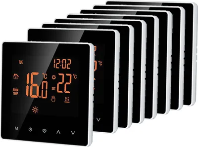 Produktbild von 8X Smart Raumthermostat Thermostat, elektrische Fußbodenheizung LCD Touchscreen Wochenprogrammierbarer Kindersperre Speicherfunktion für zu Hause Office Hotel 16A