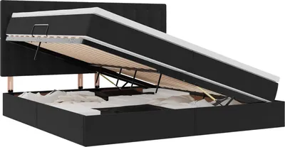 Immagine prodotto di Letto con contenitore LED e materasso Nero 200 x 200 cm Velluto