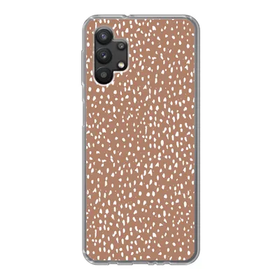 Produktbild von MuchoWow® Handyhülle Schutzhülle Hülle für Samsung Galaxy A32 5G Polka dots - Weiß - Braun Silikon Softcase Handy Hülle - Softcase