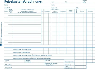 Produktbild von Formularbuch Reisekostenabrechnung wöchentlich A5 quer 50 Blatt Packung mit 10 Stück