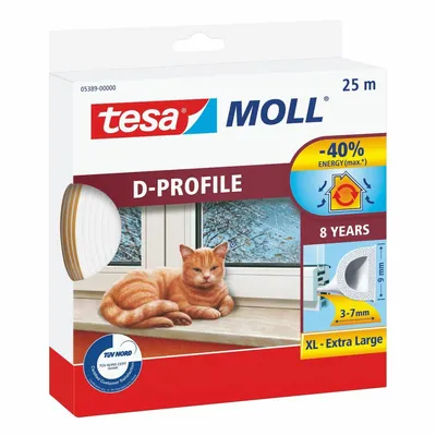 Immagine prodotto di Tesa D-Profil 05389-00000-00 Dichtband moll Weiß L x B 25 m 9 mm 25 (05389-00000-00)
