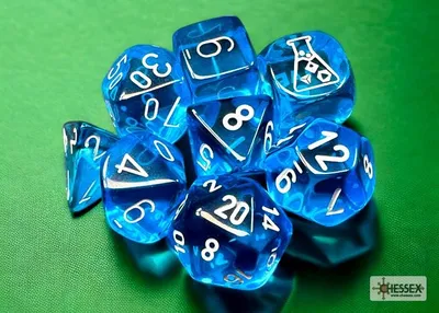 Obrázek produktu pro Chessex - Laboratorní kostky - sada 8 kostek - modrá/bílá