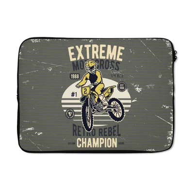 Produktbild von MuchoWow® Laptop Hülle 14 ZollMotorrad - Gelb - Retro Laptoptasche - Laptoptasche - Stoßsicher - Schutzhaube