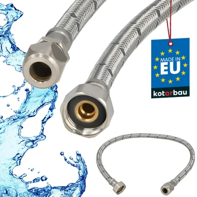 Immagine prodotto di KOTARBAU® Tubo Flessibile per Rubinetto 1/2" x 3/8" Tubo di Raccordo 60 cm Dado Girevole x Raccordo a Pressare Acciaio Inox