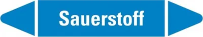 Produktbild von Aufkleber I Rohrleitungsetikett Sauerstoff, blau/weiß, für Ø 40-60mm, 179x37m...