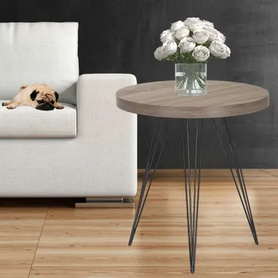 Produktbild von Design Beistelltisch GRIGIO 60cm hellgrau Eichen-Optik Metallgestell