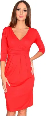 Produktbild von Damen Wickelkleid Kleid mit V-Ausschnitt; Rot/S/M