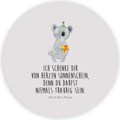 Produktbild von Mr. & Mrs. Panda Rund Magnet Koala Geschenk - Grau Pastell - für kühlschrank, haftmagnet, whiteboardmagnet, Kühlschrankmagnet, Party, magnettafel, Geburtstag