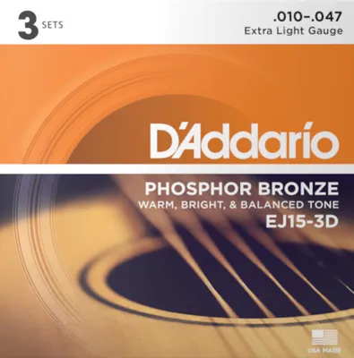 Produktbild von D'Addario EJ15-3D Phosphor Bronze - extra light (010-047) - 3-er Pack