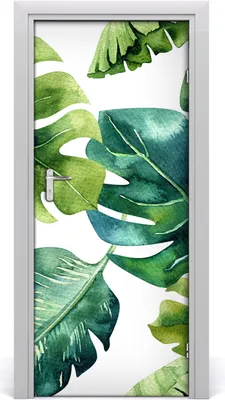 Produktbild von Tulup Türaufkleber 85x205 cm Dekorative Aufkleber Selbstklebend Wasserdichte Tapete Abnehmbar Schlafzimmer Wohnzimmer Wohnkultur - tropische Blätter