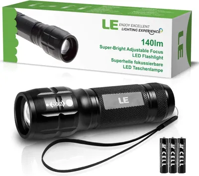 Produktbild von LED-Taschenlampe L8000, 1 Stück, Zoomfunktion, Wasserdicht IP44, Für Camping Wandern Notfälle