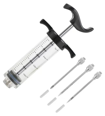 Fleischinjektor 30 ml, Marinadenspritze, 3 Nadeln, rot