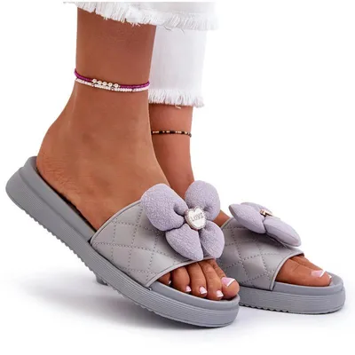 Produktbild von Damen graue Sandalen mit Verzierung auf niedriger Plattform Cedrella 41